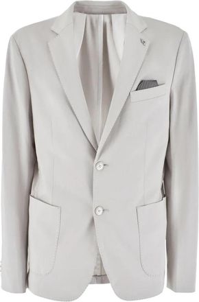 Yes-Zee Grijze Casual Knoopjas - Heren - Blazers - Beige - XL - Jassen