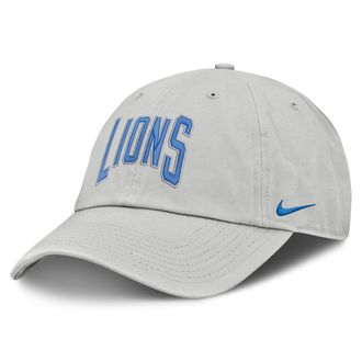 Nike Detroit Lions Primetime Club Arched Nike Mens NFL Adjustable Hat in Grey | NF020BB9J-BYX