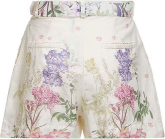 Charo Ruiz Ibiza Womens Shorts Pansy Belted Ivory Cotton