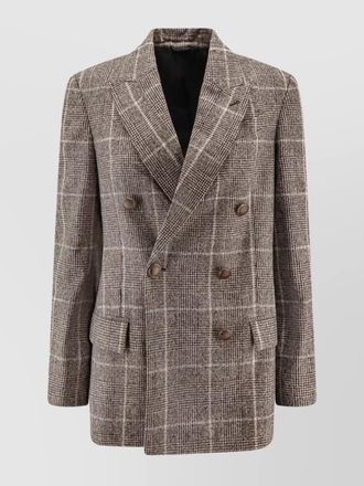 Brunello Cucinelli alpaca wool prince of wales double-breasted blazer