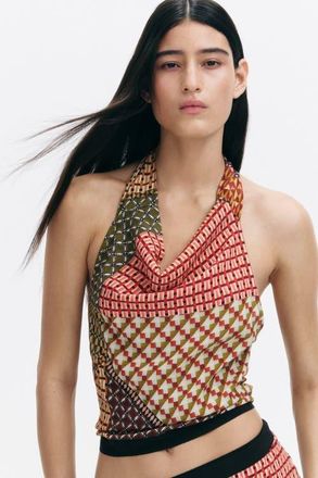 H&M Cowl-neck Halterneck Top in Burgundy/orange at Nordstrom, Size X-Small