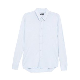 Tom Ford Silk Cotton Blend Shirt - male - Tom Ford - Formal Shirts - Blue - XL - Shirts