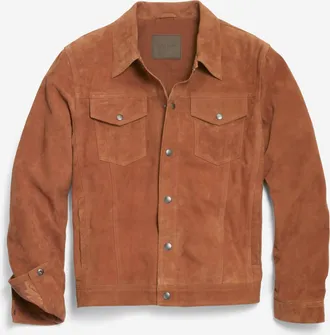 Cole Haan Mens Trucker Suede Jacket - Brown Size Medium