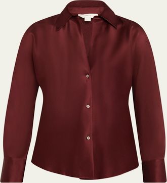 Vince Bias Silk Long-Sleeve Blouse