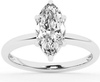 Grown Brilliance Lab Grown Diamond Engagement Ring in 10K White Gold, 2 Carat Marquise Cut Solitaire, Ring Size 6