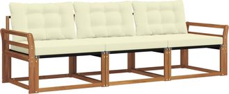 vidaXL Conjunto De Sof&aacute;s De Exterior 3 Uds. Natural Y Crema Vidaxl