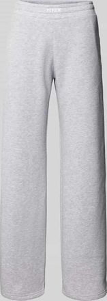 Review Wide Leg Sweatpants mit Label-Detail in Hellgrau Melange, Größe XL