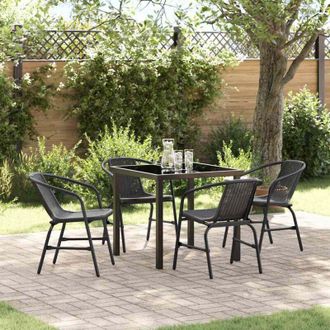 vidaXL Conjunto De Comedor De Jard&iacute;n 5 Pcs Negro Polirat&aacute;n Vidaxl