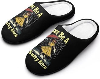 Generic Dont Be A Salty Bitch Funny Mens Slippers Cotton Warm House Shoes Memory Foam Sandals Print Size 7-14
