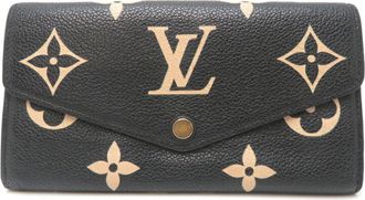 Louis Vuitton Beige Black Monogram Empreinte Long Wallet (Tri-Fold) (Pre-Owned)