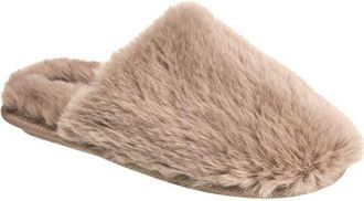 Nine West Faux Fur Closed Scuff Slipper in Taupe at Nordstrom, Size Medium