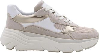 Geox Ribera Sneakers - Dames - Sneakers - Beige - 39 EU - Leer - Schoenen