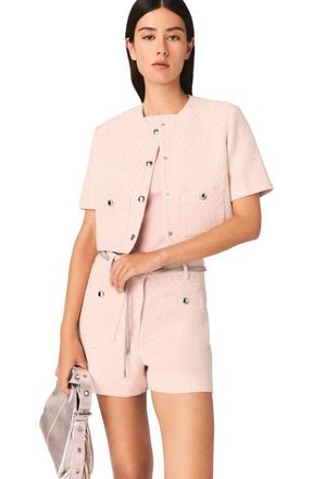 Maje Short-sleeved tweed jacket in Pink at Nordstrom, Size 38 Eu