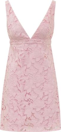 Michael Kors Corded Floral Lace Mini Jurk - Dames - Korte kleedjes - Roze - M - Leer - Kleedjes