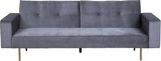 Beliani Beliani - Sof&aacute; Cama 3 Plazas Moderno De Terciopelo Gris Con Reposabrazos Visnes
