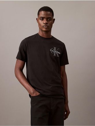 Calvin Klein Mens Monogram Logo Graphic Classic Crewneck T-Shirt - Black - XS