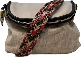 Kempton & Co. Mini Windbourne Metallic Linen Crossbody Bag In Natural