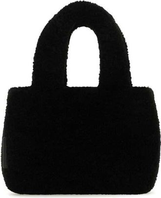 Amina Muaddi Black Shearling Amini Giuly Handbag Blasilha Borse A Mano