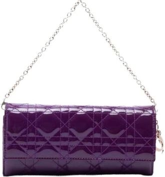 Dior Pre-owned Wallet on Chain - Dames - Pre-owned - Paars - Maat: ONE Size Leer