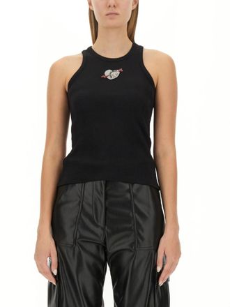 Msgm Black Solid Crew Neck Top