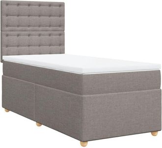 vidaXL Vidaxl - Cama Box Spring Con Colch&oacute;n Tela Gris Taupe 100x200 Cm