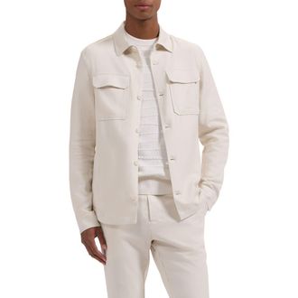 Bugatchi Aerolinen Linen Blend Shirt Jacket in Ivory at Nordstrom, Size Xx-Large
