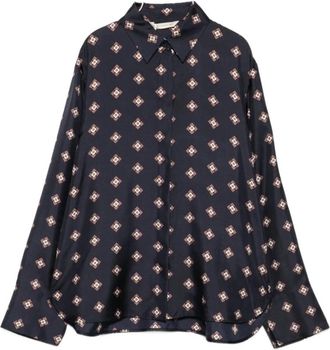 Max Mara Disco Print Zijde Blouse - Dames - Overhemden - Blauw - XS - Overhemden