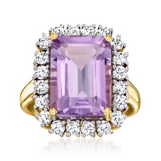 Ross-Simons Amethyst Ring With Lab-Grown Diamonds in 18kt Gold Over Sterling