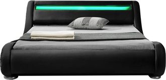 Concept Usine Estructura de cama de polipiel negra con LED integrados 140 x 190 cm