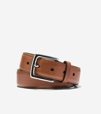 Cole Haan Mens 35MM Double Edge Stitch Detail Belt - Beige Size 32