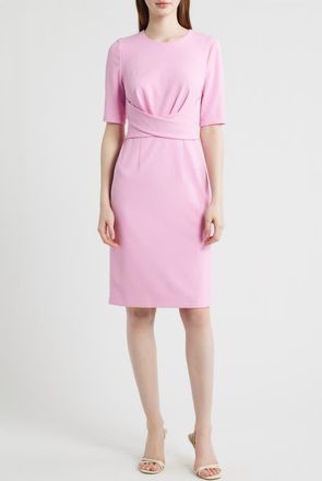 Anne Klein Wrap Overlay Sheath Dress in Carnation Pink at Nordstrom, Size 14