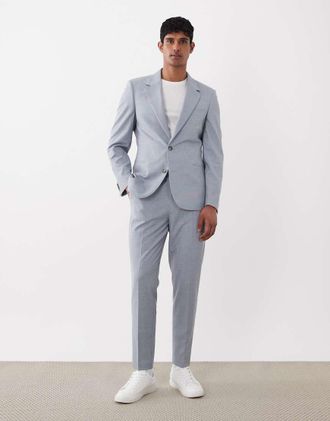 Asos Giacca da abito skinny azzurra a quadri micro-Blu