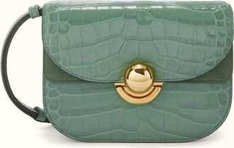 Furla Sfera Crossbody Mini Mineral Green Green Crocodile Print Calfskin + Suede Woman