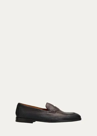 Doucal's Mens Stresa Deerskin Leather Penny Loafers