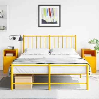 vidaXL Vidaxl - Mesitas De Noche 2 Uds Acero Amarillo Mostaza 34,5x39x62 Cm