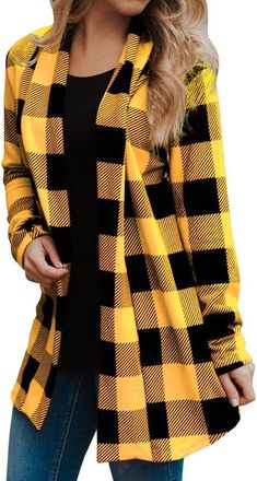 Generic My Orders Amazon UK My Recent Orders, Womens Winter Coats for Women UK Womens Sweatshirts Womens Plaid Long Sleeve Front Cardigan Printed Top Lightwei