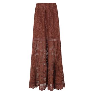 Miss Bikini Maxi Skirts, female, Brown, Size: XS Gonna Lunga in Pizzo