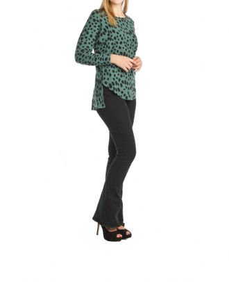 Papillon Spotted Step Hem Stretchy Sweater In Sage