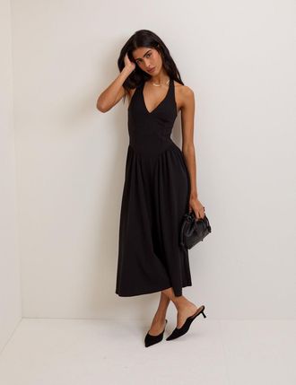 Nobody's Child Black Halter Neck Amie Midi Dress