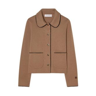 Busnel Truien & Vesten, Dames, Bruin, 2Xl, Wol, Maxine Piped Jacket Salty