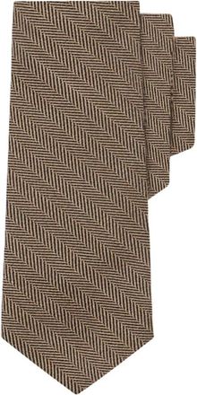 Brooks Brothers Herringbone Wollen Stropdas - Heren - Stropdassen - Beige - ONE Size - Wol - Accessoires