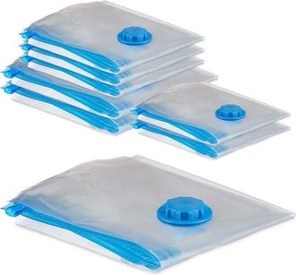 Relaxdays 24 bolsas al vacío, bolsas de compresión, 3 tamaños, ropa y mantas, con válvula, transparentes, en set