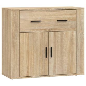 Berkfield Home Sideboard Sonoma Oak 80x33x70 cm Engineered Wood in Beige | Size: 80 x 33 x 70 cm