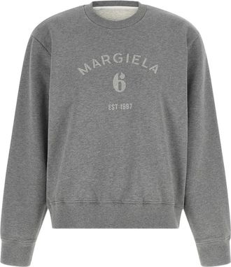 Maison Margiela Logo-print Sweatshirt met ronde hals - Dames - Sweatshirts - Grijs - M - Katoen - Hoodies & sweatvesten