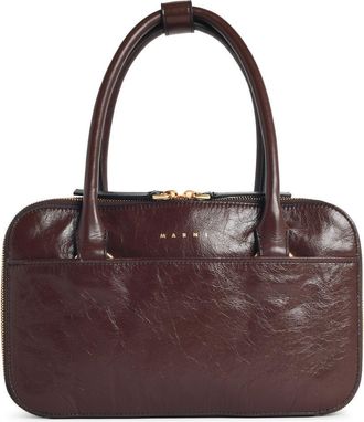 Marni Boxyne Sudan kleine bruine leren tas