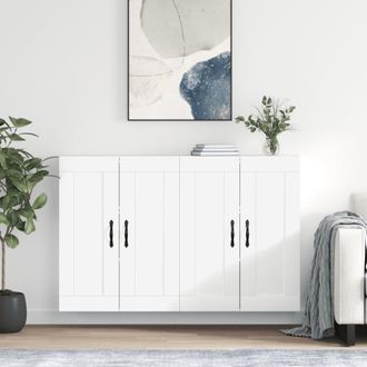 vidaXL Vidaxl - Armarios De Pared 2 Uds Madera De Ingenier&iacute;a Blanco