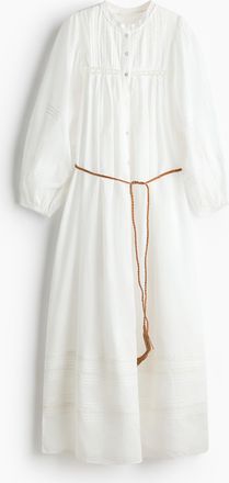 H&M Oversized Tunikakleid mit Bindeg&uuml;rtel - Weiss