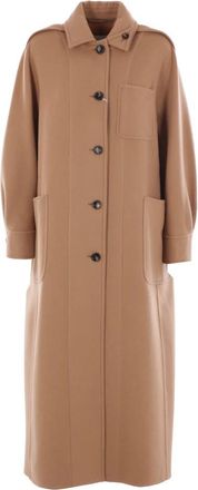 Max Mara Wollen en kasjmier jas - Dames - Mantel - Bruin - 3XS - Wol - Jassen