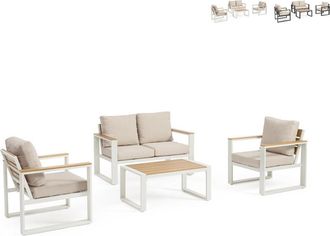 BIZZOTTO Conjunto De Jard&iacute;n Para Exterior Con Sillas, Sof&aacute; Y Mesa Leandro Yes - Blanco