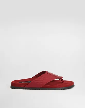 Dolce & Gabbana Logo Flip Flops - Man Sandals And Slides Red 42.5